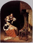 Pieter Cornelisz. van Slingelandt Lady with a Pet Dog oil on canvas